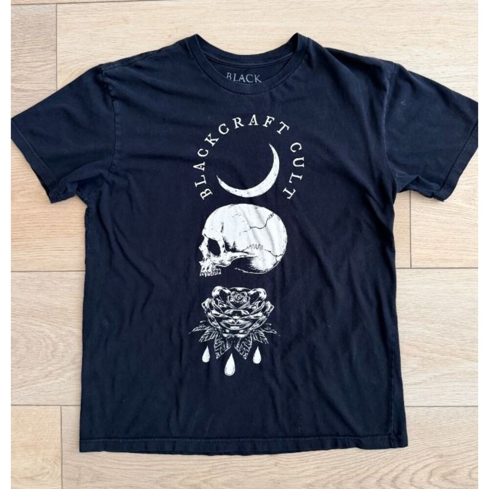Blackcraft Cult Black Skull Rose Moon Graphic Tee L